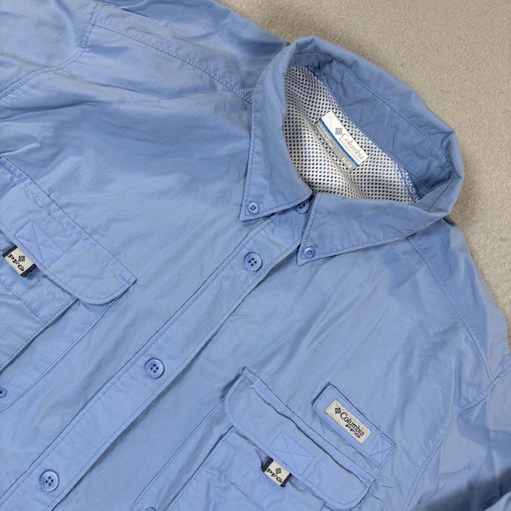 Columbia PFG Long Sleeve Shirt Men's XL Vented Blue Fishing Outdoor